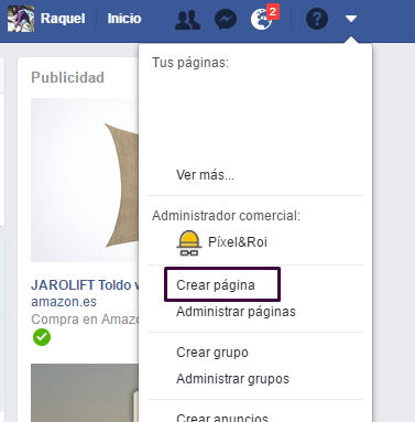 Segmentación orgánica en facebook: ¡Sí se puede! 3 Crear fanpage. Paso 1