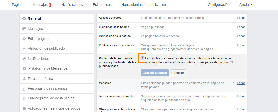 Segmentación orgánica en facebook: ¡Sí se puede! 7 Configuración segmentación orgánica en Fanpage