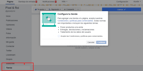 Pasos para crear una tienda online en Facebook 5 Instalación tienda online en facebook