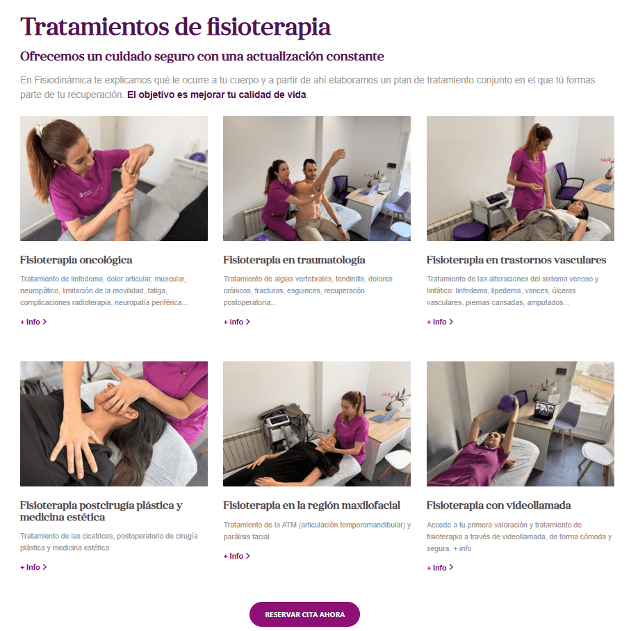 Así diseñamos la nueva web de Fisiodinámica en Zaragoza 3 Nuevo diseño web