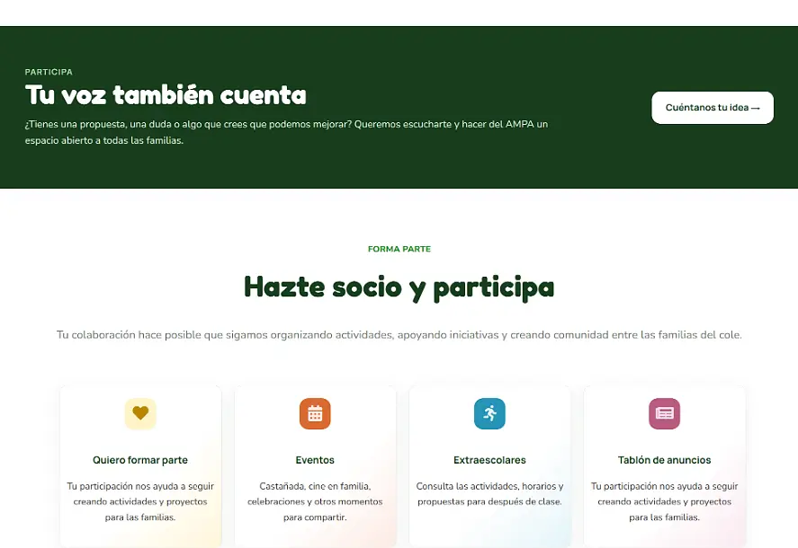 Así hemos diseñado la nueva web del AMPA Martín Baró 4 web ampa participacion familias 1